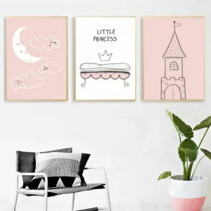 Home Decor Nordic Canvas Painting Cartoon Baby Girl Bedroom Cute
