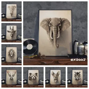 Home wall art deco painting animal poster watercolor style decoration hight quality canvas painting Room decoration picture o105
