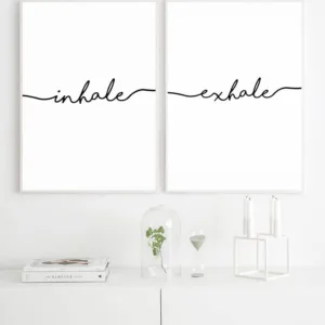 Inhale Exhale Black White Poster Minimalist Canvas Wall Art Canvas Print Decorative Picture Painting Nordic Room Decoration
