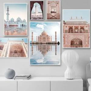 Islamic Architecture Wall Art Painting Mosque Temple Canvas Muslim Canvas Poster Landscape Print Allah Religion Decor Picture
