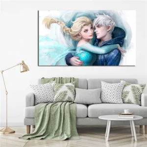 Jack Frost And Queen Elsa Canvas Painting Print Bedroom Home Decor Modern Wall Art Oil Painting Poster Salon Picture Framework