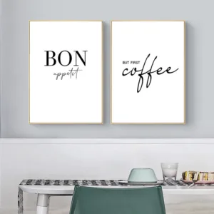 Kitchen Art Decor But First Coffee Posters Bon Appetit Print Black White Wall Art Canvas Painting Picture For Dining Hall CH090