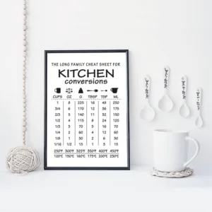 Kitchen Conversion Guide Poster Prints Kitchen Wall Art Decor , Kitchen Rules Signs Art Canvas Painting Picture Wall Decorations
