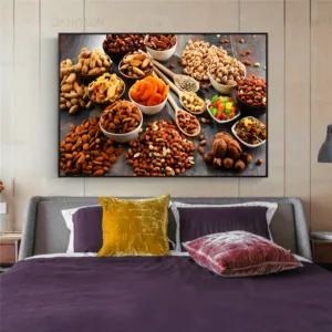 Kitchen Food Bread Nuts Canvas Art Paintings Print Picture For Dining Room Home Decoration Bread Milk Canvas Poster Unframed