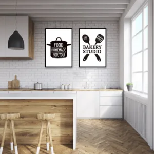 Kitchen Inspiring Quotes Wall Art Pictures Black&White Mural Canvas Painting Vintage Poster Nordic Prints Dining Room Home Decor