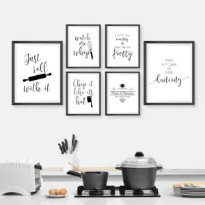 Kitchen Typography Wall Art Canvas Painting Black White Minimalist Quotes Posters And Prints Wall Pictures Kitchen Decoration