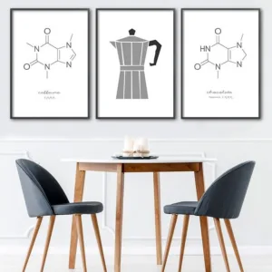Kitchen poster Caffeine Molecular Structure Chemistry Art Print Simplicity Wall Picture Canvas Painting Modern Dining Room Decor