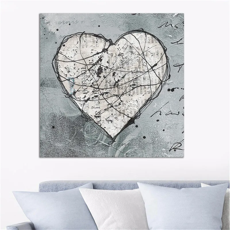 LOVE Heart Square Wall Art Painting Modern Home Decorative Canvas Art Prints Vintage Posters Prints Nordic Home Decoration - Image 4