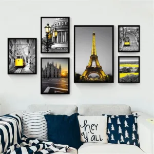 Landscape Nordic Canvas Painting Home Decor Wall Art Building City Yellow Scenery Pastoral Bedroom Hotel Living Room Picture DIY