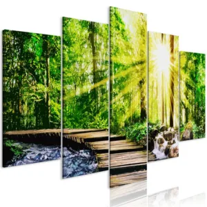 Landscape Wall Art Canvas Posters Forest Footbridge Prints oil Painting on the wall 5 Pieces Modular Pictures for Living Room