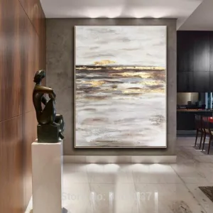 Large Abstract brown Oil Painting Gold Paintings Texture Art oil