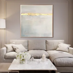 Large Acrylic White Abstract Painting Gold Paintings Texture Art