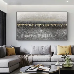 Large Hand Painted thick knife abstract Gold oil painting Gold grey  gorgeous abstract Painting home Living Room Decor Artworks