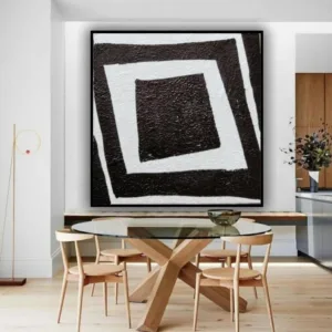 Large Painting Oversized Black And White Painting Modern Wall Decor Painting On Canvas Minimalist Geometric Home Decor