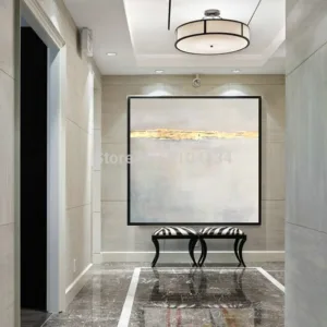 Large acrylic white abstract painting gold paintings on canvas for living room huge modern Art Painting