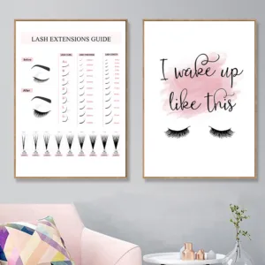 Lash Extensions Guide Poster Makeup Posters And Prints Eyelash Canvas Painting Quotes Wall Art Print Pictures Bedroom Home Decor