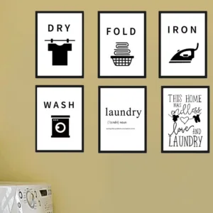 Laundry Room Funny Tips Home Decor Wash Dry Wall Art Murals Modular Picture Modern Canvas Painting Poster and Prints Fold Iron