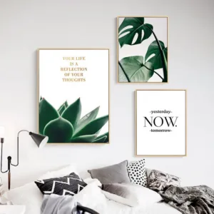 Leaves Plant Quote Letter Cactus Picture Nordic Canvas Art Painting Poster Home Decor Wall Print DIY Living Room Office Supply