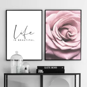 Life Quote Canvas Painting Nordic Floral Posters And Prints Beautiful Flowers Rose Art Wall Pictures English Prints HD2771