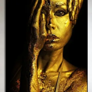 Light luxury African Art Black and Gold Woman Decorative Paintings American Style Classical Figure Painting Home Decor