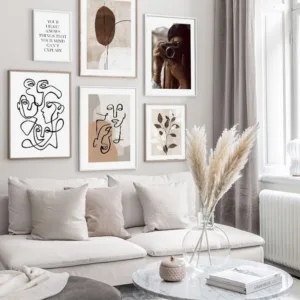 Line Drawing Abstract Canvas Painting Vintage Poster Nordic Art Print Modern Scandinavian Wall Picture Living Room Decoration