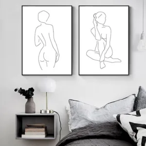 Line Drawing Sexy Woman Body Abstract Art Poster Wall Canvas Print Black White Minimalist Painting Decorative Picture Home Decor