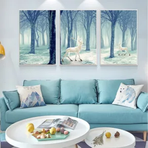 Living room modern minimalist atmosphere triptych home Nordic pa