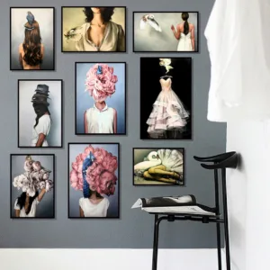 Lovely Bird Lady Home Decor Nordic Canvas Painting Wall Art Animal Figure Picture Art Posters And Prints For Living Room Decor
