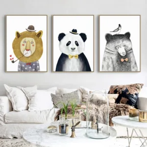 Maehan bear lion Canvas Art Print and Poster Nursery babys Canvas Painting for Kids Room NordicMorden Wall Decor