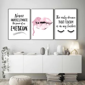 Make Up Wall Art Canvas Eyebrow Shapes Art Print Lips Eyelashes Posters And Prints Beauty Salon Wall Picture Girls Room Decor