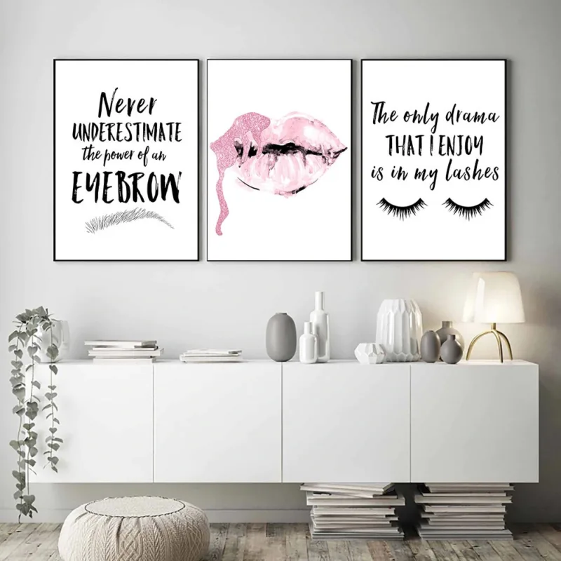 Make Up Wall Art Canvas Eyebrow Shapes Art Print Lips Eyelashes Posters And Prints Beauty Salon Wall Picture Girls Room Decor