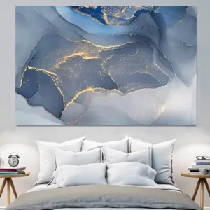 Marble Texture Abstract Poster Gold Blue Wall Art Print Modern Style Canvas Ink Painting Nordic Decorative Picture Home Decor