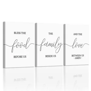 Minimalism Dining Room Decor Wall Poster Print Bless The Food Before Us Kitchen Wall Art Bible Verse Canvas Painting Nordic
