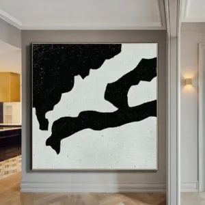 Minimalist Art Abstract Landscape Painting Living Room Wall Art Black White Original Art On Canvas Modern Art Hand-Painted