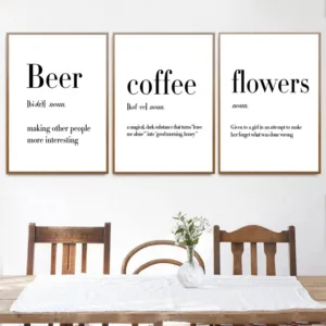 Minimalist Art Definition Beer Coffee Wine Quotes Posters Print Nordic Kitchen Room Wall Art Picture Home Decor Canvas Painting