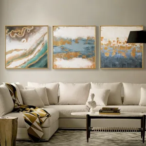 Minimalist Art Handmade Abstract Oil Painting Waves Canvas Painting Modern Art For Living Room Entrance Wall Decor 3 Sets
