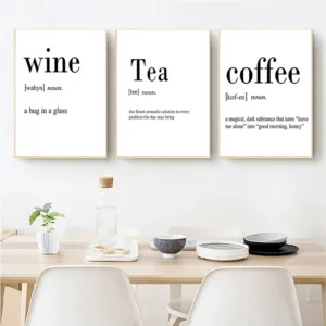 Minimalist Art Print Coffee Poster Black And White Quotes Wine Tea Posters And Prints Canvas Painting Kitchen Picture Home Decor