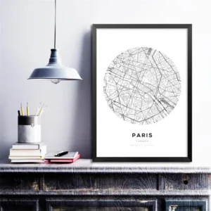 Minimalist Canvas Painting Wall Art Picture City Maps Decor , Pairs London New York Wall Art Prints Map Poster