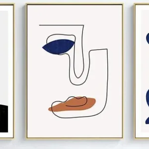 Minimalist Human Blue Style Wall Art Canvas Poster Print Fashion Vintage Abstract Painting Picture for Living Room Home Decor