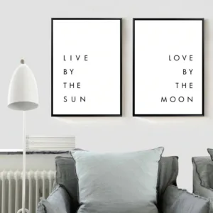 Minimalist Love Quotes Live By The Sun Love By The Moon Canvas Painting Posters Prints Wall Art Pictures for Bedroom Home Decor