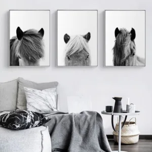 Minimalist Wall Art Canvas Icelandic Horse Posters Black White Prints Farmhouse Rustic Painting Modern Pictures for Living Room