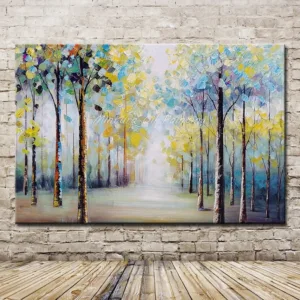 Mintura Art Large Size Hand Painted Trees Landscape Oil Painting on Canvas Wall Art Pictures For Living Room Home Decor No Frame