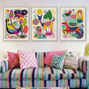 Modern Abstract Colorful Animal Deer Horse llama Posters Nordic Wall Art Prints Pictures Vintage Home Decorative Canvas Painting