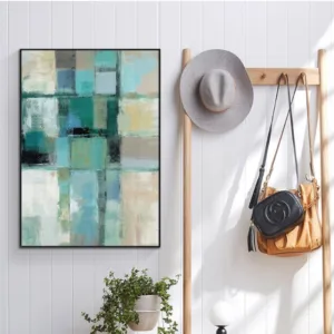 Modern Abstract Oil Painting Green Gold Yellow and Blue Foil Canvas Art Fashion Poster and Print For Living Room Cuadros 4-94