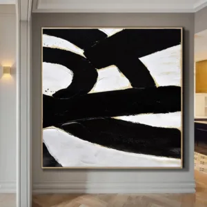 Modern Art Canvas Painting Large Wall Art Original Abstract Painting Minimalist Art Black White Art Wall Painting Home Decor
