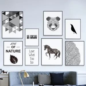 Modern Black White Minimalist Aluminum Alloy Metal Photo Frame Print Canvas Posters Wall Art Picture Nordic Decor Frame Painting
