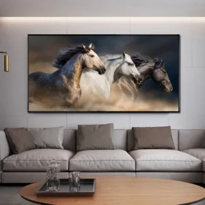 Modern Black and White Horse Canvas Painting Animal Posters and Prints Running Horses Wall Pictures For Living Room Home Decor