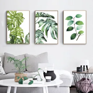 Modern Canvas Painting Nordic Green Plant Leaves Poster Decorative Picture Wall Art Painting for Living Room Home Decoration