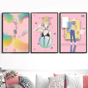 Modern Cuadros Vogue Figure Quotes Pink Blue Poster and Prints Canvas Wall Pop Art Painting Nordic Fashion Decor picture Artwork