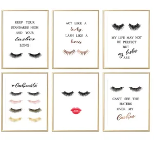 Modern Fashion Lashes Poster Makeup Canvas Prints Painting Salon Decor Wall Picture for Girls Lash Room Decoration